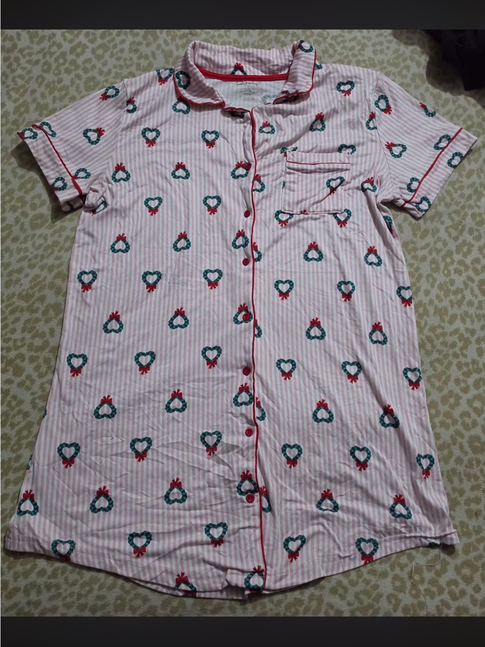 Spoiled Angel Christmas Wreath Pajama Sleep Shirt Dress